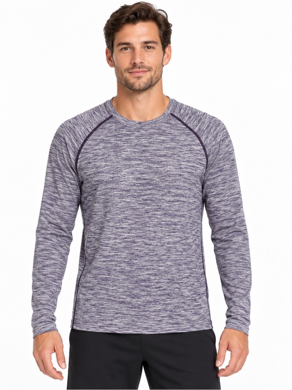 Rhone Reign Long Sleeve Performance Shirt Purple Space Dye Men’s Medium
